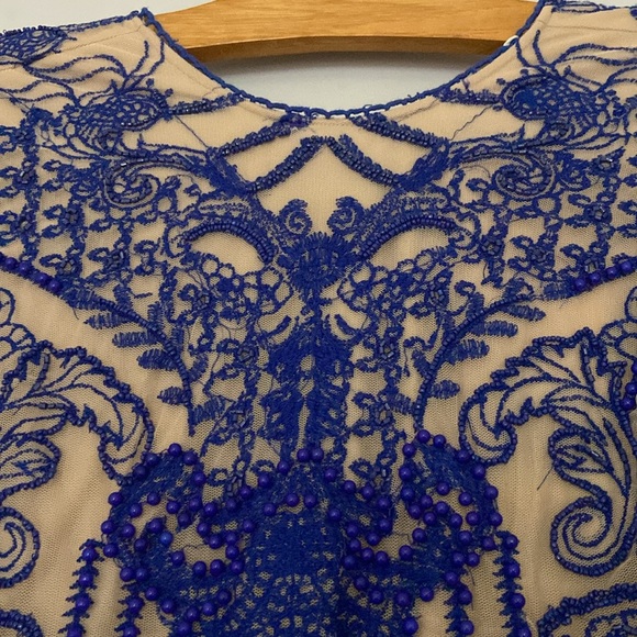 Hand beaded blue with nude lining River Island dress - Picture 7 of 8